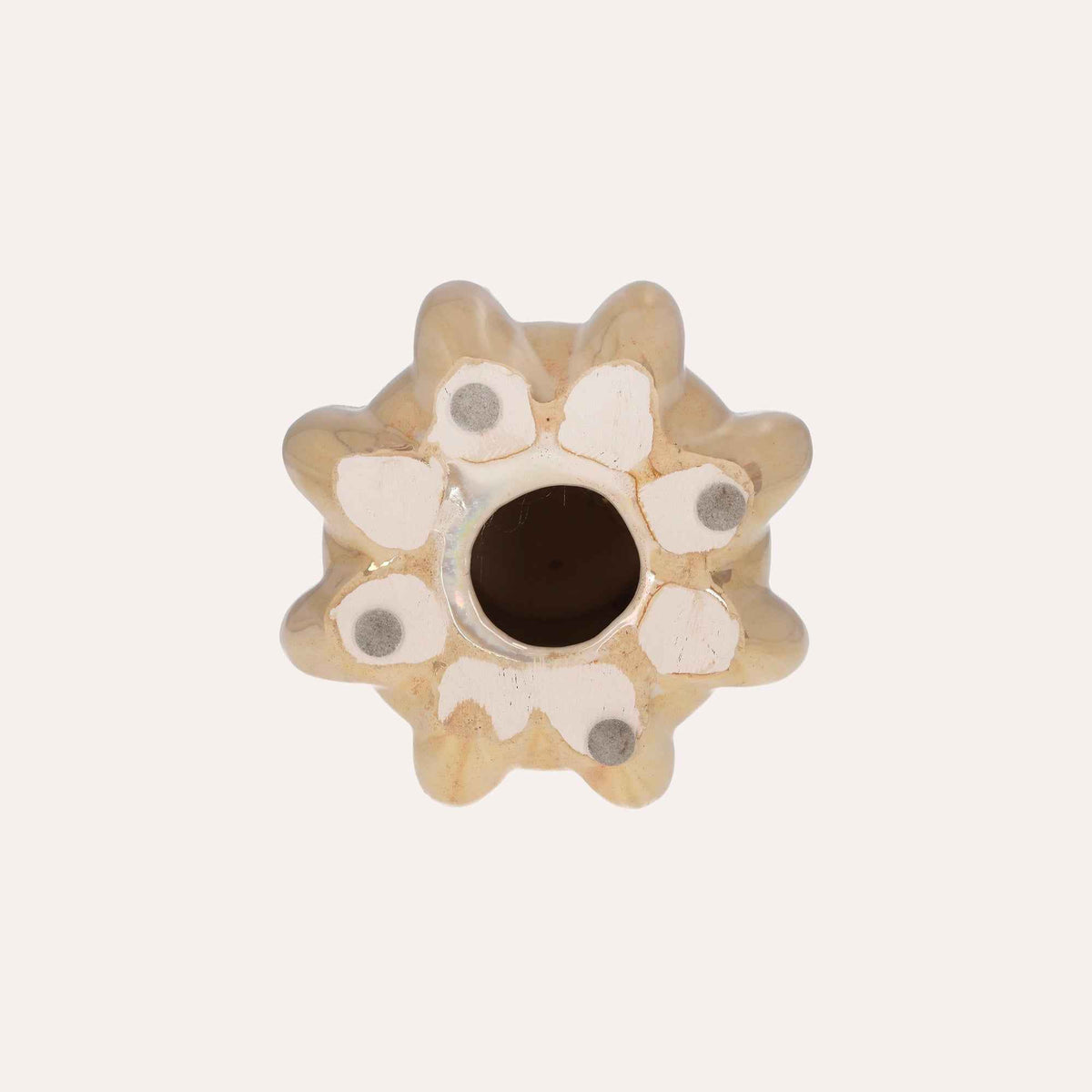 Portacandele Tentacoli in Ceramica Beige Lucido Ø15xH12 cm – Design Modern