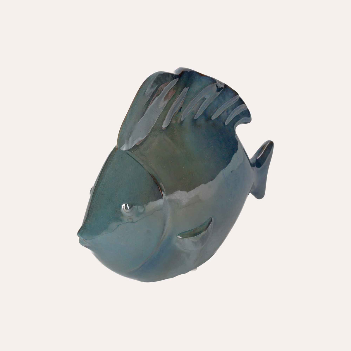 Poisson décoratif bleu cobalt en céramique