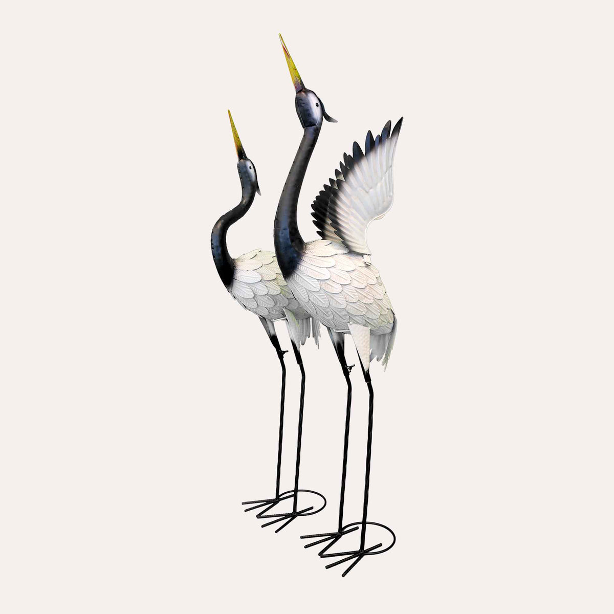 Pair of Decorative Iron Cranes for Gardens