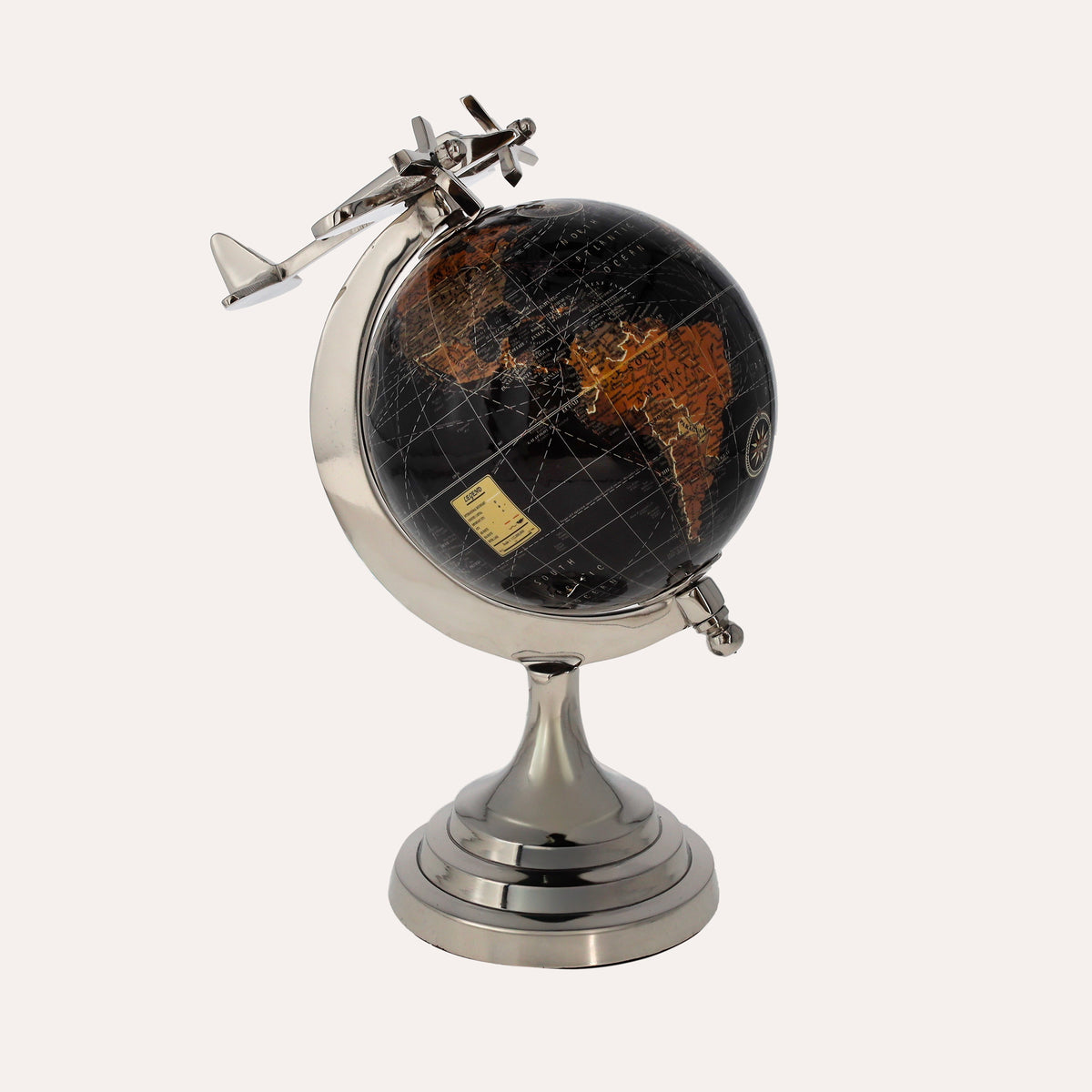 Dekorativer Globus mit Flugzeug H. 27 x T. 20 cm