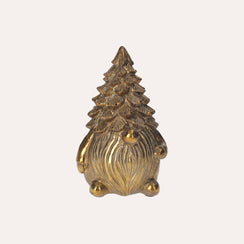 Low Decorative Gnome Figurine in Gold Resin H. 23cm