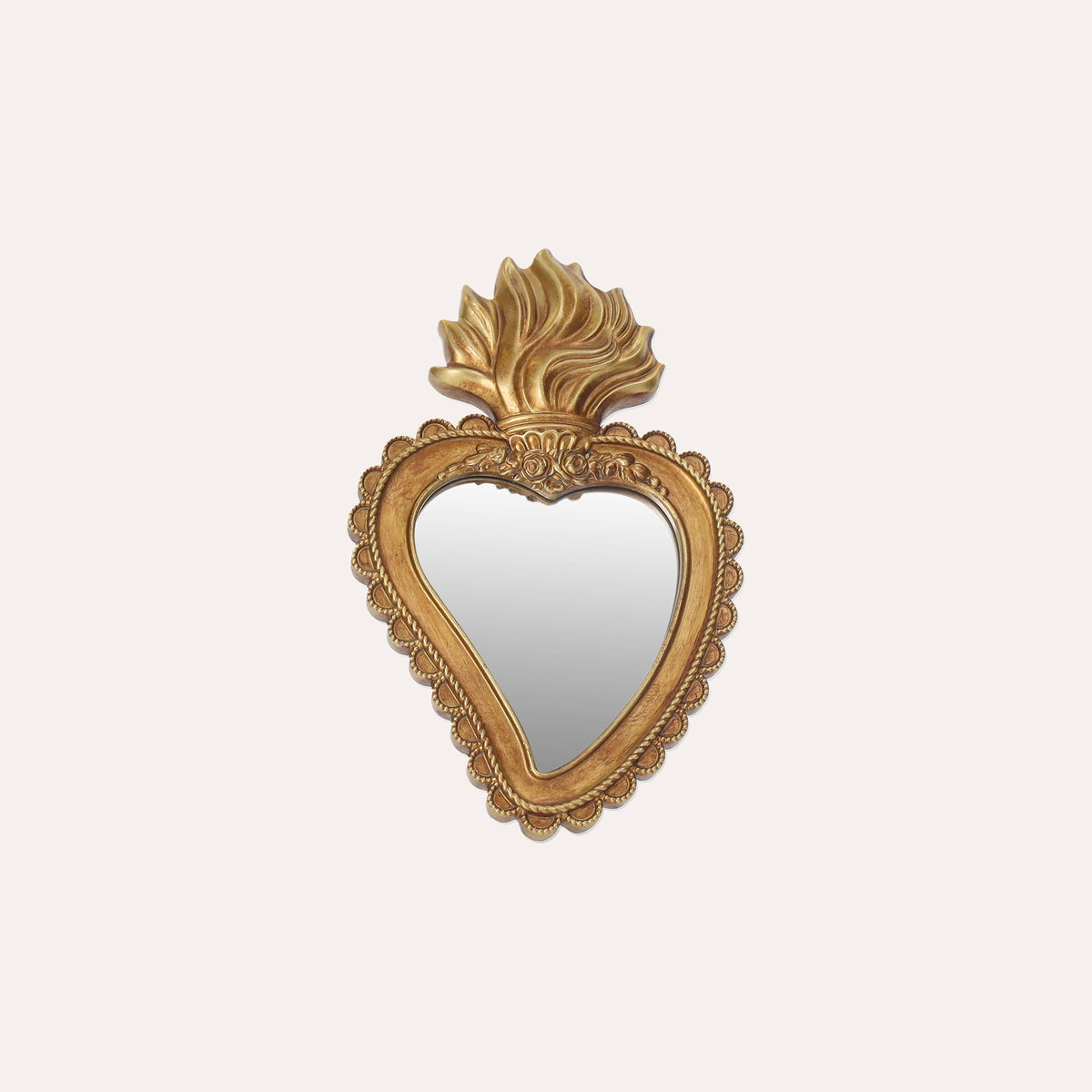 Specchio Piccolo con Fiamma Oro H.22X14 cm