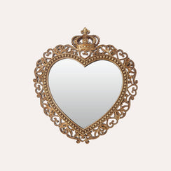 Heart-shaped photo frame in gold color (30x27cm)