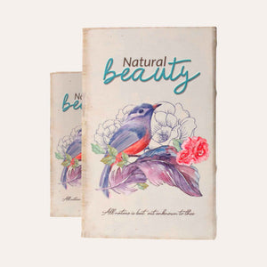 Set of Book Boxes with Purple Bird for Organization