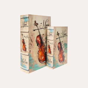 Par de cajas para libros "Violín"