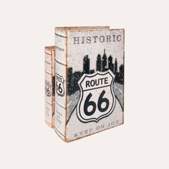 Conjunto de 2 Caixas para Livros "Route 66" em MDF - KeyHome Store