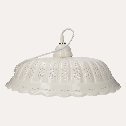 White Ceramic Suspension Chandelier d. 42 cm - Made in Italy