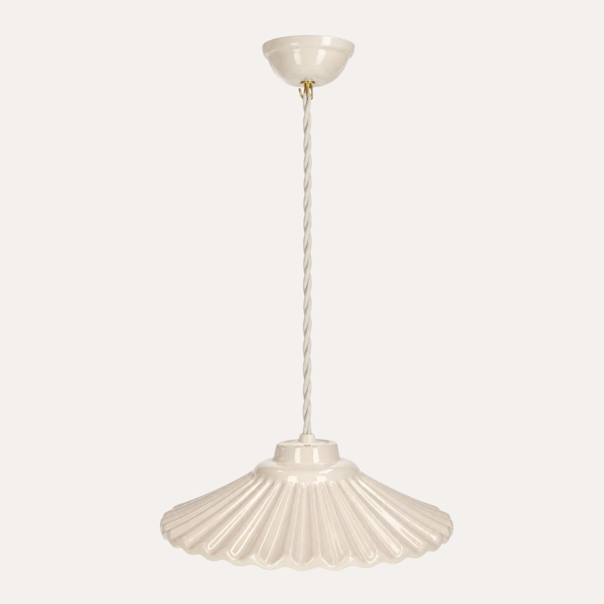 Lampadario Piccolo Bianco in Ceramica con Treccia Ø. 20 x H.7 cm