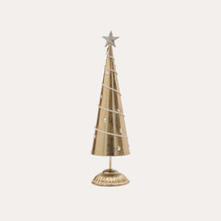 Árbol de Navidad decorativo en lata dorada H. 30 cm