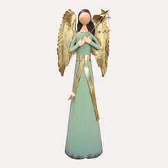 Angel with Star Sculpture in Green Tin H. 170 cm