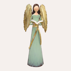 Green Christmas Angel with Tin Book H.150x55x30 cm