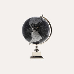 Globo terráqueo negro y gris con base de metal Al.42 P.30 cm
