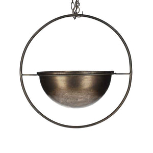 Elegante macetero de latón dorado para interior