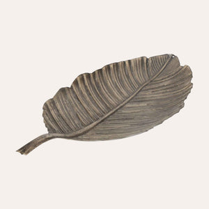 Leaf Tray in Gold and Black Metal – Elegant Centerpiece