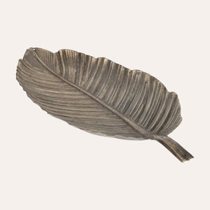 Leaf Tray in Gold and Black Metal – Elegant Centerpiece