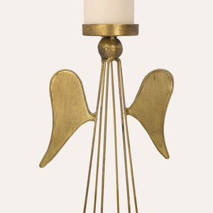 Portavelas de metal dorado con forma de ángel – Decoración elegante