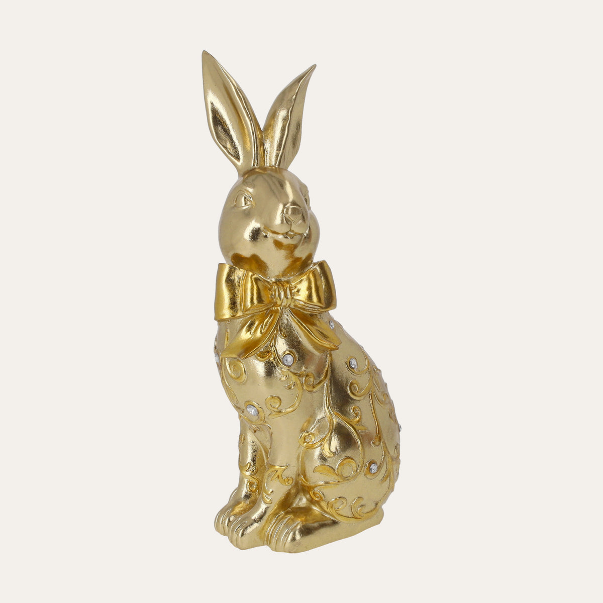 Statuina Coniglio con Fiocco in Resina Oro H. 29cm