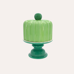 Support décoratif en céramique avec couvercle vert brillant 30x18 cm