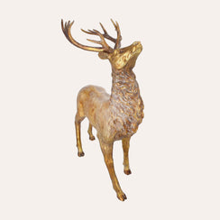 Cerf de Noël doré brillant en polyrésine