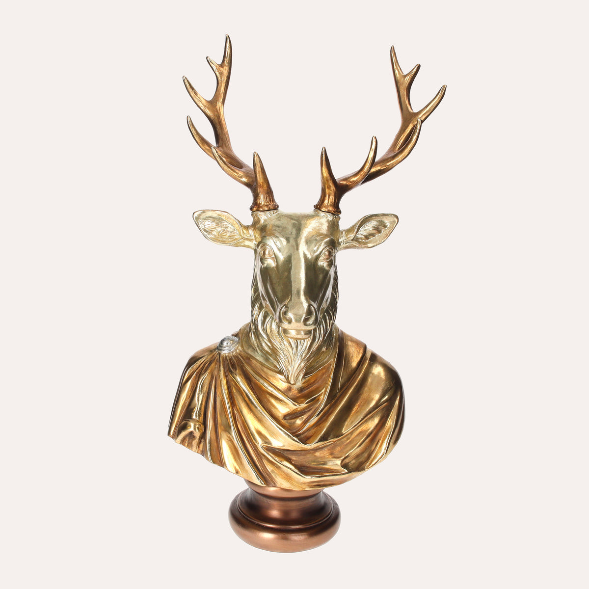 Statue Tête de Cerf en Résine Dorée H. 58cm