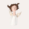 Ángel decorativo de resina blanca con alas doradas H.26 cm
