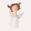 Statue Ange aux Ailes Dorées en Résine Blanche H. 26 cm