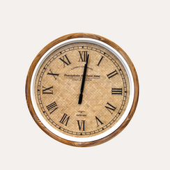 Wicker Wall Clock with Wooden Frame Ø 60 cm