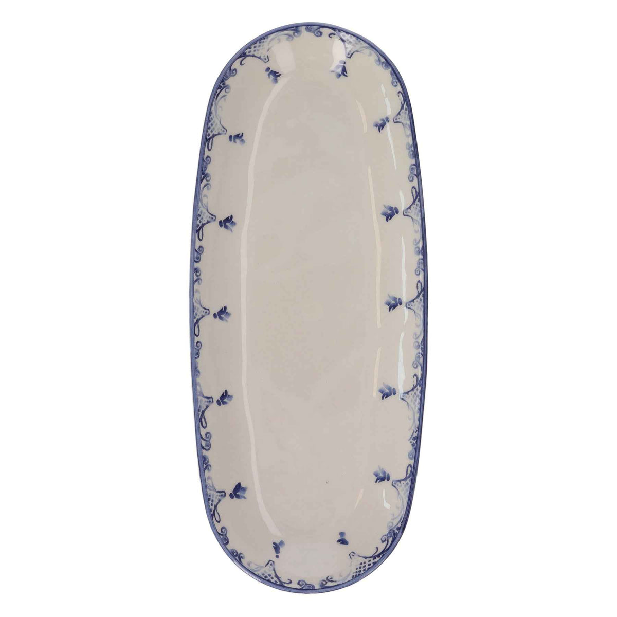 Plato de cerámica ovalado de estilo barroco azul - Óvalo de servicio refinado