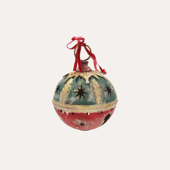 Bola de Natal em Lata Verde e Vermelha Alt.28x20 cm - KeyHome Store