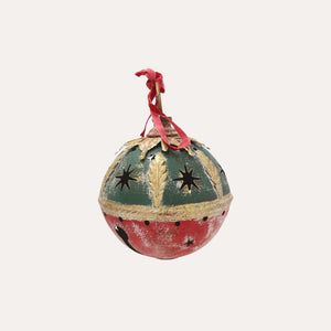 Bola de Natal em Lata Verde e Vermelha Alt.28x20 cm - KeyHome Store