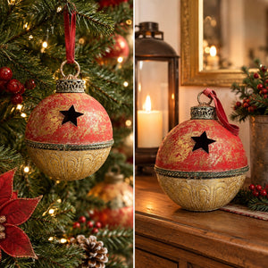 Bola de Natal em Lata Vermelha e Verde Alt.40x30 cm - KeyHome Store