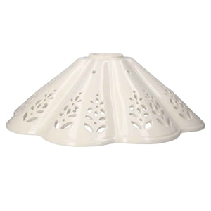 Pantalla de Cerámica Blanca Perforada, Estilo Rústico - 38 cm