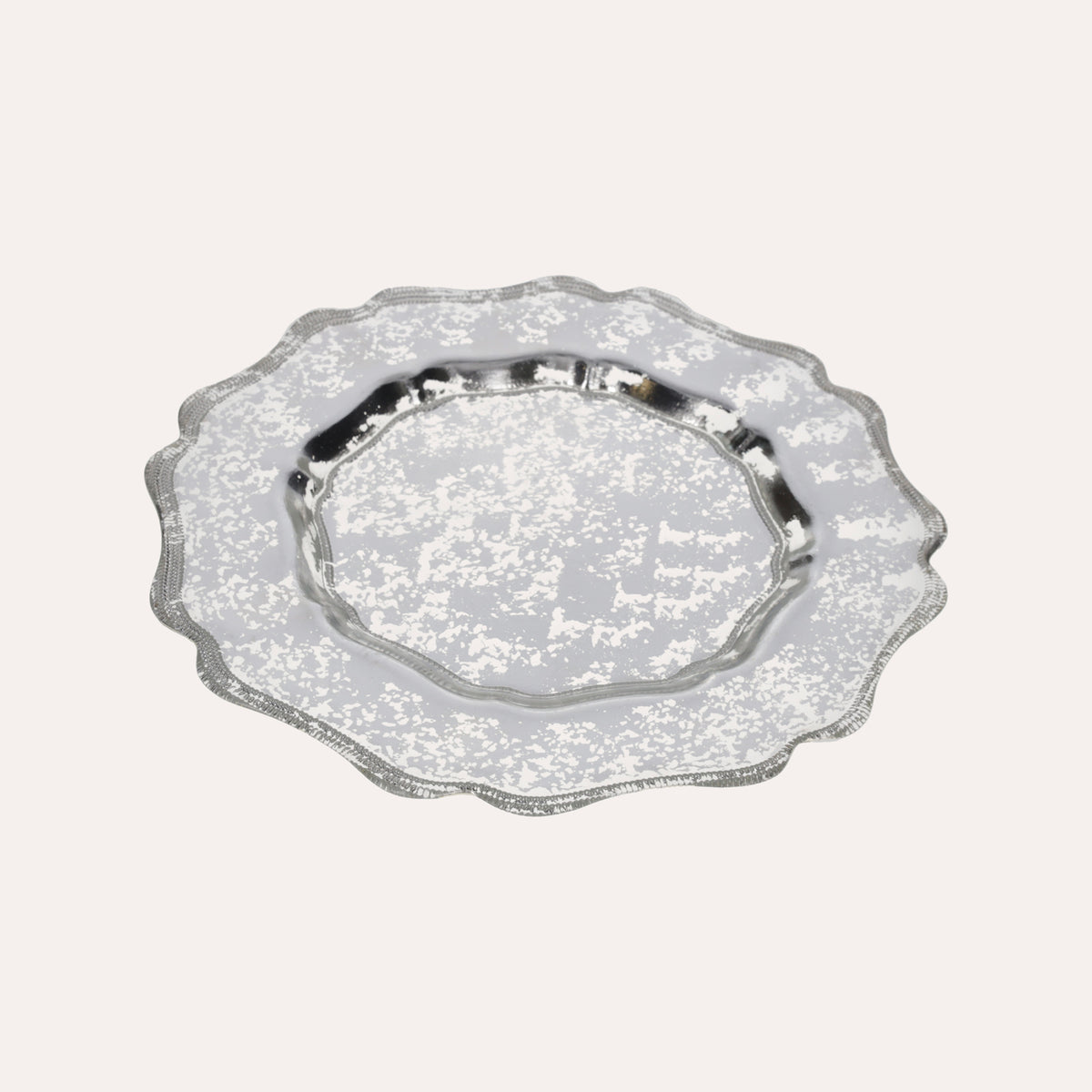 Set mit 6 silbernen Tischsets aus Glas, Ø 33,5 cm