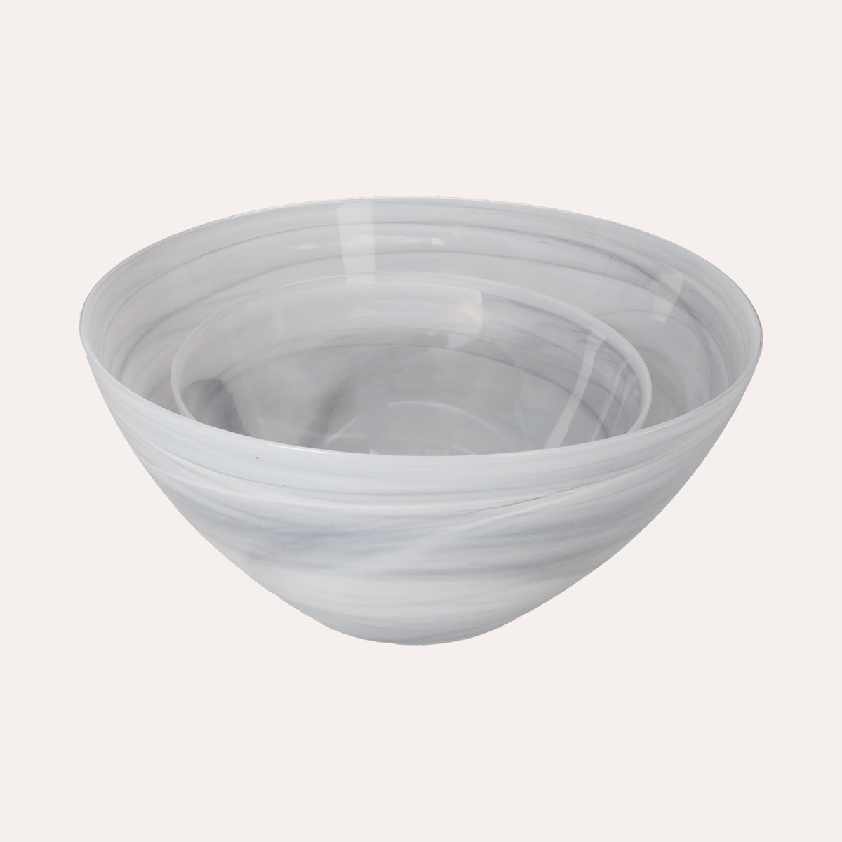 Set mit 2 eleganten grauen und weißen Glasschalen