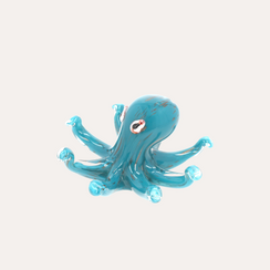 Pulpo azul decorativo de cristal, altura 9 cm