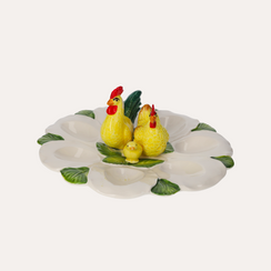 Keramik-Eierbecher „Family“ mit gelben Hühnern D24xH11 cm