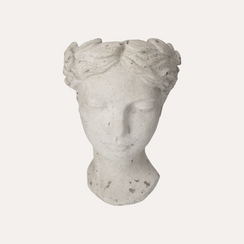 Cabezal decorativo para plantas de resina blanca, altura 35 cm
