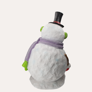 Boneco de neve com estátua de menina em resina 59x53xA.89 cm - KeyHome Store