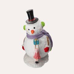 Boneco de neve com estátua de menina em resina 59x53xA.89 cm - KeyHome Store