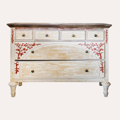 Chest of 6 drawers in Ivory White Wood 108x38x79 cm