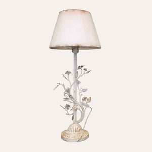 White Iron Table Lamp with Flowers