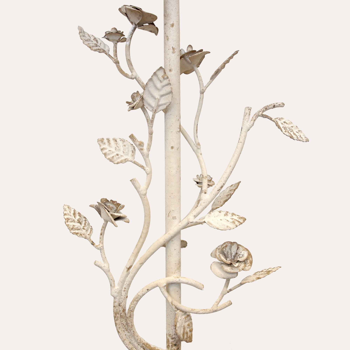 White Iron Table Lamp with Flowers