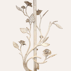 White Iron Table Lamp with Flowers