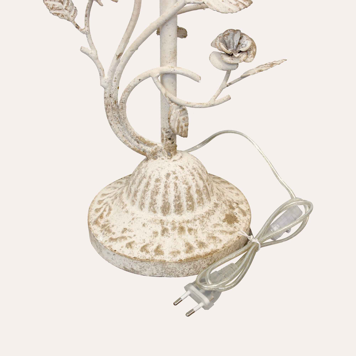 White Iron Table Lamp with Flowers
