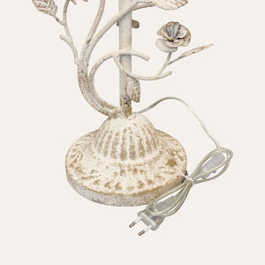 White Iron Table Lamp with Flowers