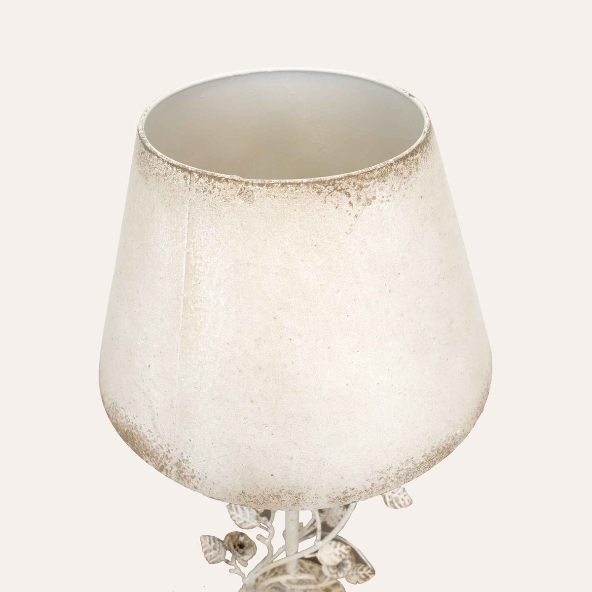 White Iron Table Lamp with Flowers