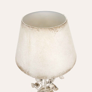 White Iron Table Lamp with Flowers