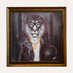 Tableau décoratif "Lion avec des lunettes"