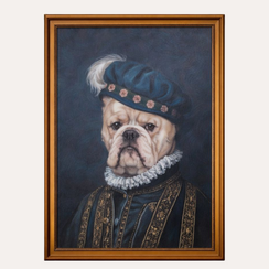 Quadro Nobil Cane Stile Vintage con Cornice in Legno