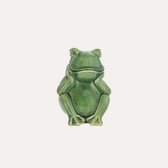 Figura de rana de cerámica verde H. 17,5 cm